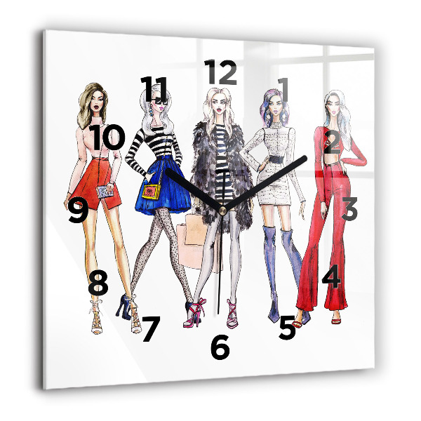 Square wall clock Fashionable girls