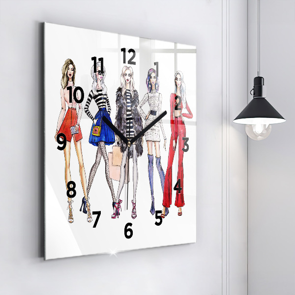 Square wall clock Fashionable girls