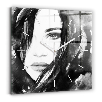 Square wall clock Portrait of a woman
