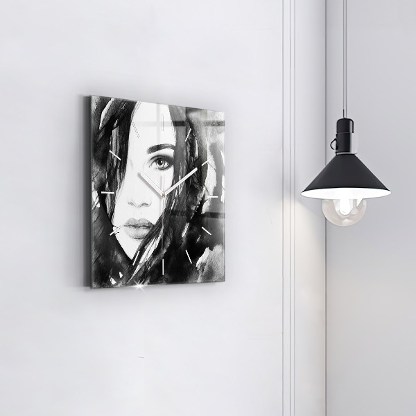 Square wall clock Portrait of a woman