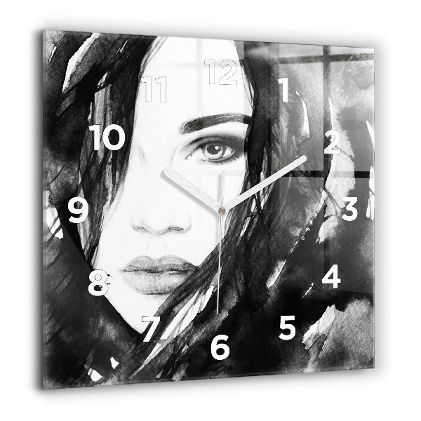 Square wall clock Portrait of a woman