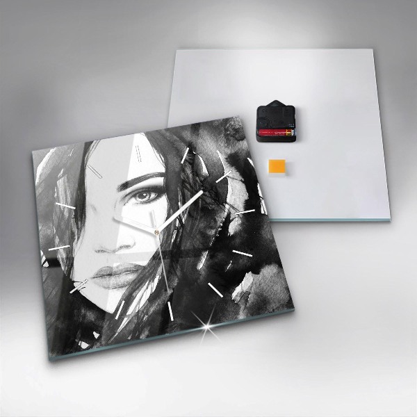 Square wall clock Portrait of a woman