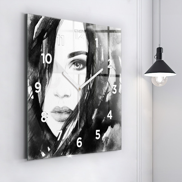 Square wall clock Portrait of a woman
