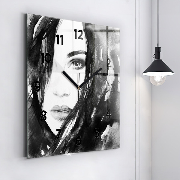 Square wall clock Portrait of a woman