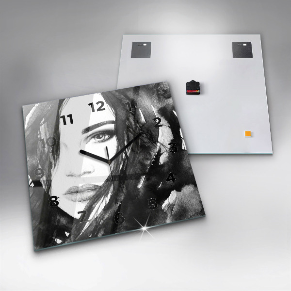 Square wall clock Portrait of a woman