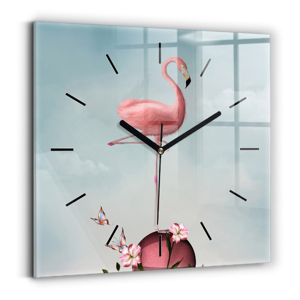 Square wall clock Surreal Flamingo