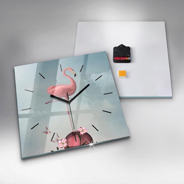Square wall clock Surreal Flamingo