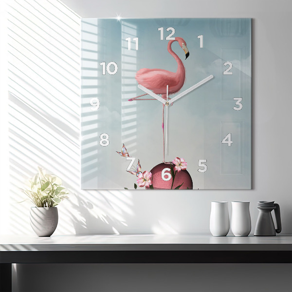 Square wall clock Surreal Flamingo