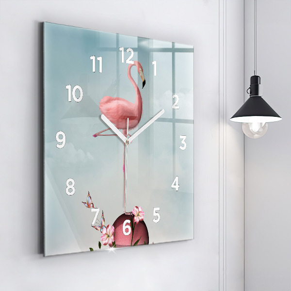 Square wall clock Surreal Flamingo