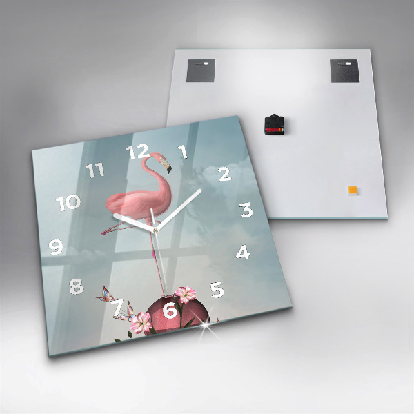 Square wall clock Surreal Flamingo