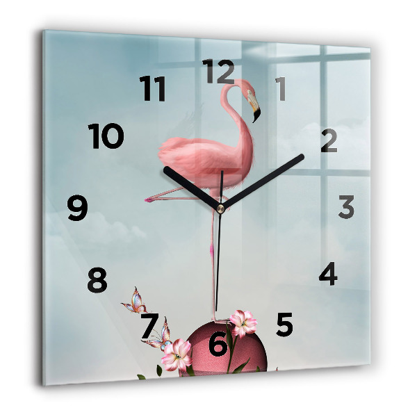 Square wall clock Surreal Flamingo