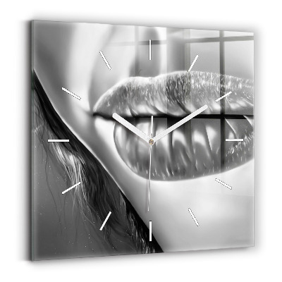 Square wall clock Woman's lips