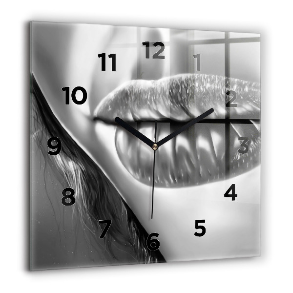 Square wall clock Woman's lips