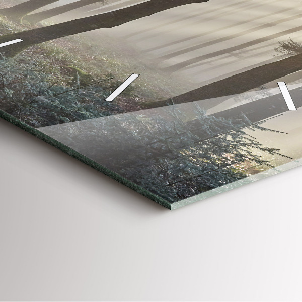Square wall clock Forest in the fog