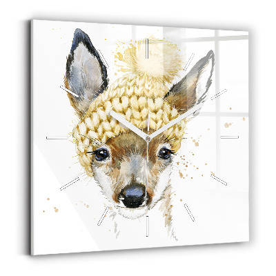 Square wall clock A deer