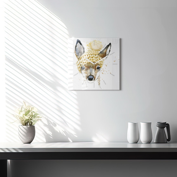 Square wall clock A deer