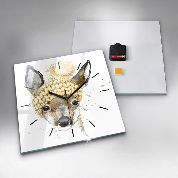 Square wall clock A deer