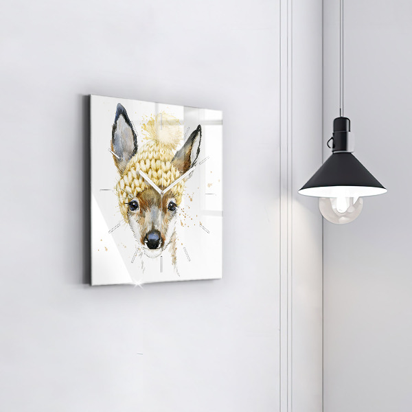 Square wall clock A deer