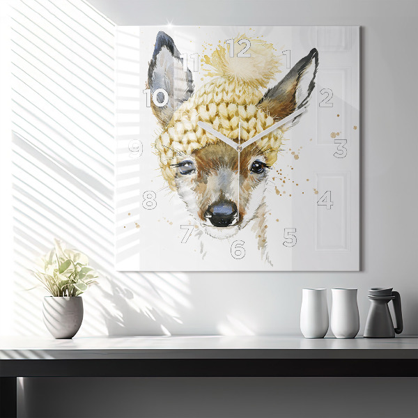 Square wall clock A deer