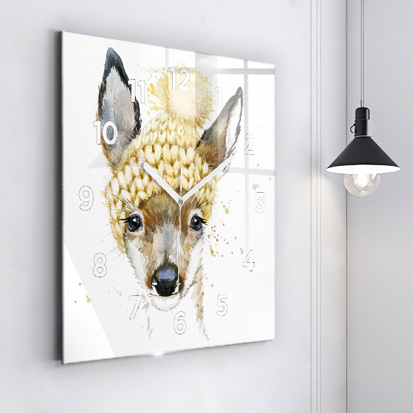 Square wall clock A deer
