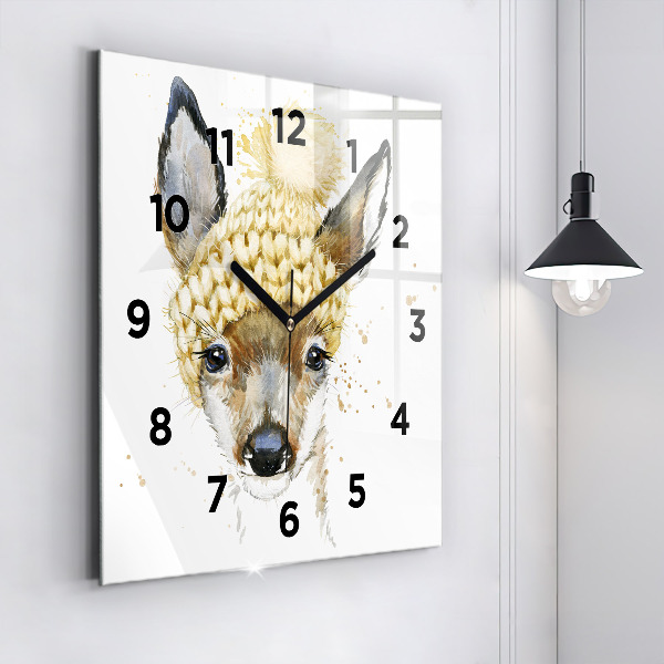 Square wall clock A deer