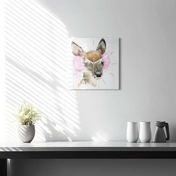 Square wall clock Forest deer