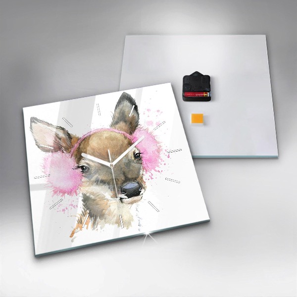 Square wall clock Forest deer