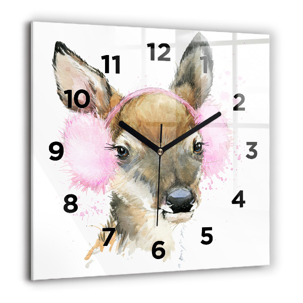 Square wall clock Forest deer
