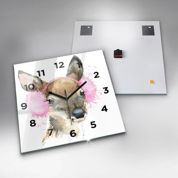 Square wall clock Forest deer