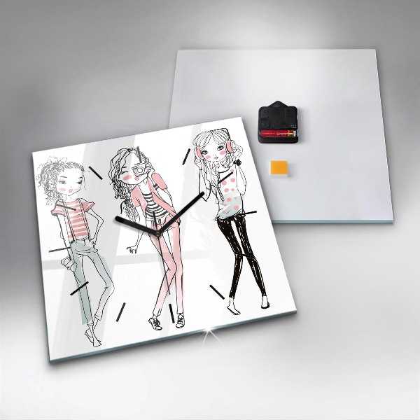 Square wall clock Women's fashion