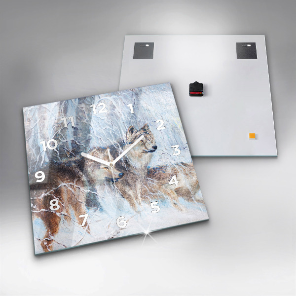 Square wall clock Wolves in the forest