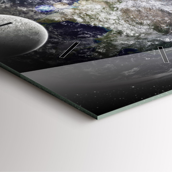 Square wall clock Earth Moon Sun