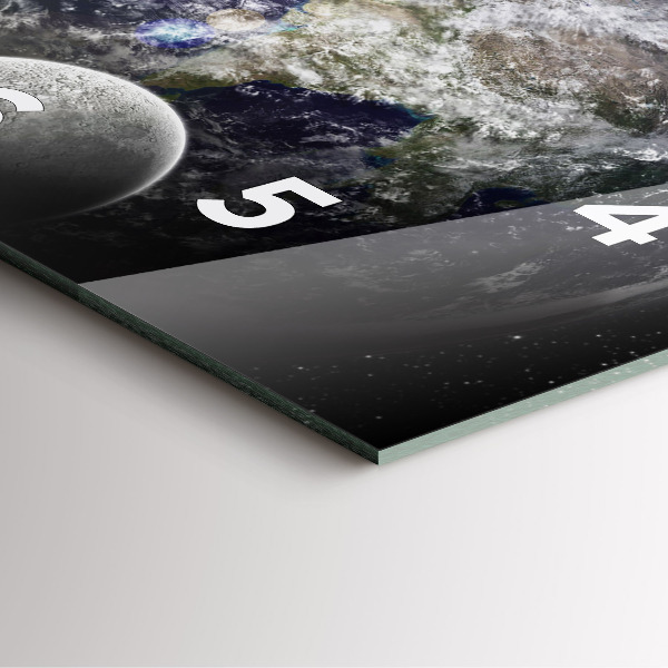 Square wall clock Earth Moon Sun