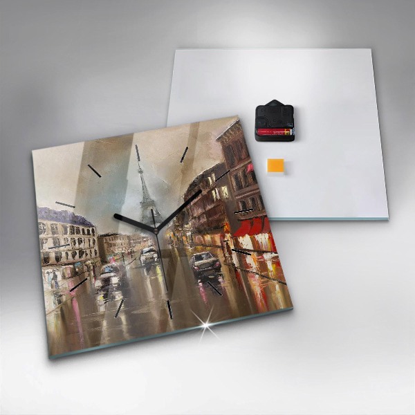 Square wall clock Architecture of the city of Paris