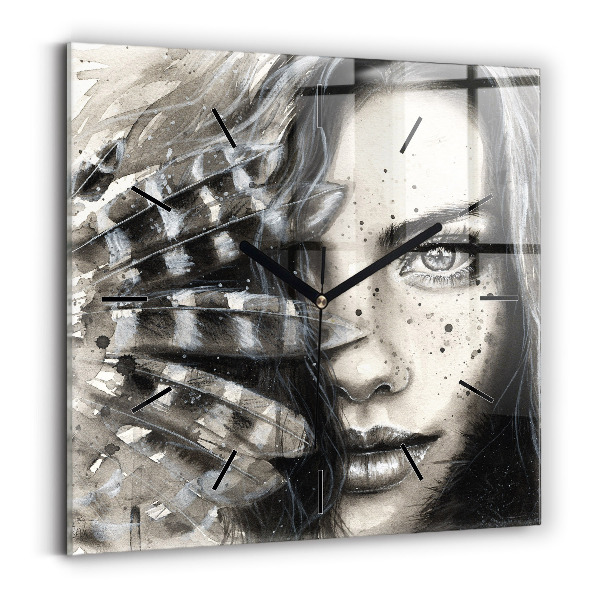 Square wall clock Painted portrait