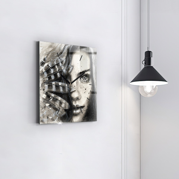 Square wall clock Painted portrait