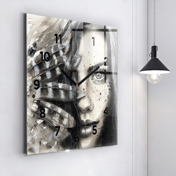 Square wall clock Painted portrait