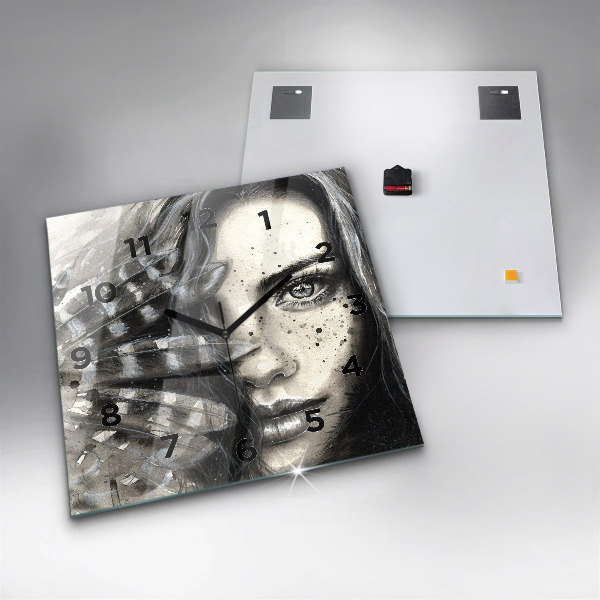 Square wall clock Painted portrait