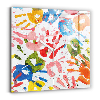 Square wall clock Children's handprints