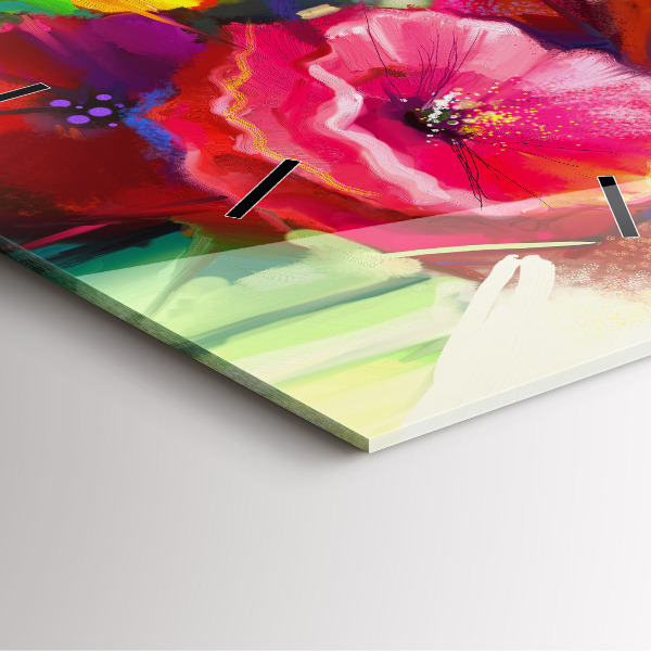 Square wall clock Colorful poppies