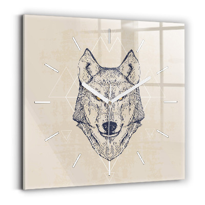 Square wall clock Wolf head