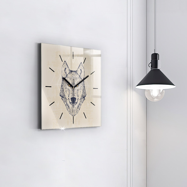 Square wall clock Wolf head