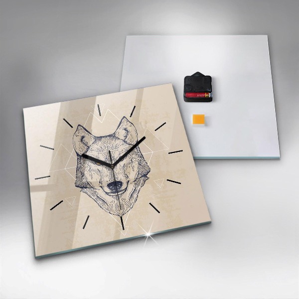 Square wall clock Wolf head