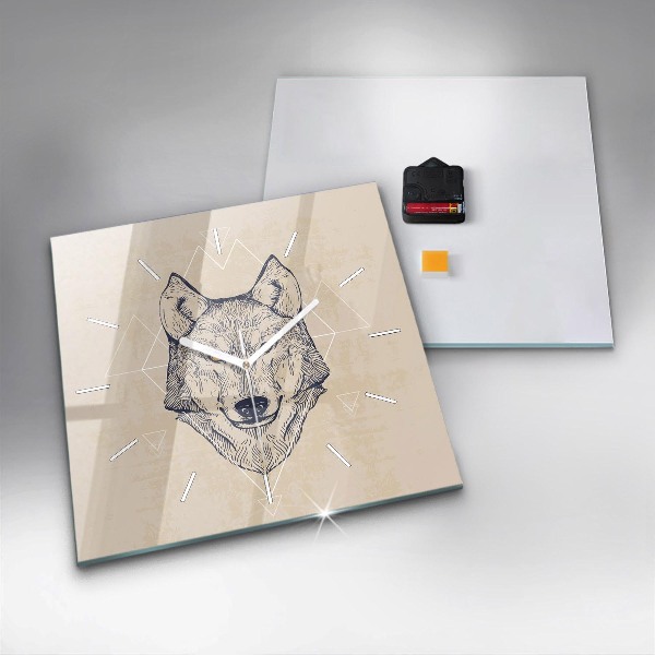 Square wall clock Wolf head