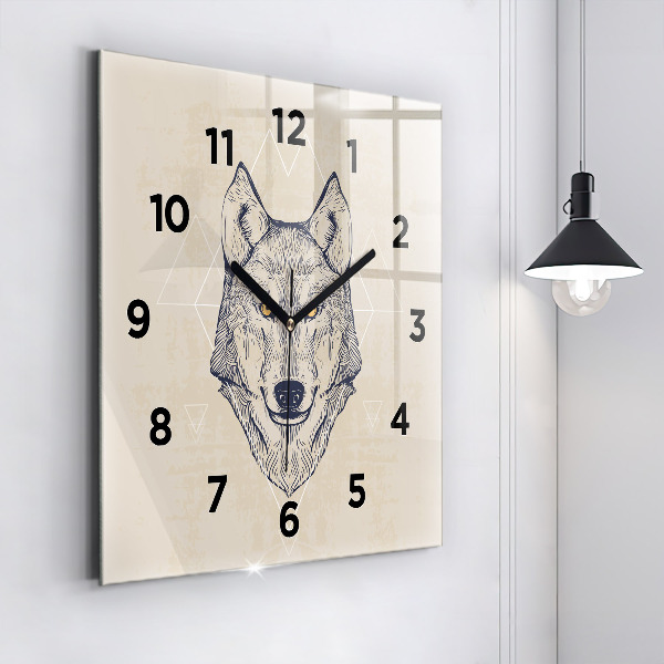 Square wall clock Wolf head