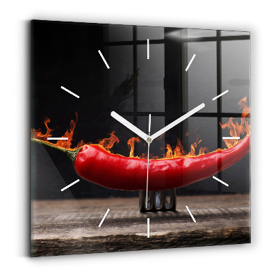 Square wall clock Pepperoni pepper