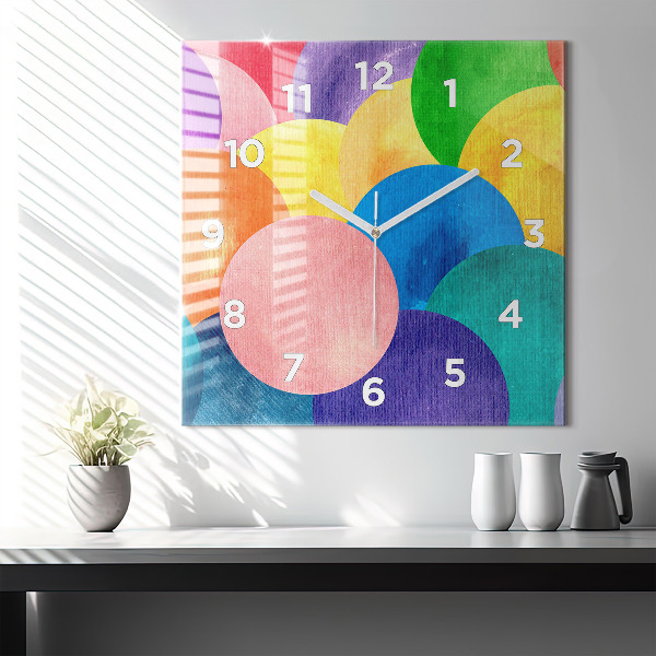 Square wall clock Abstract circles