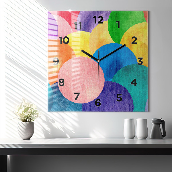 Square wall clock Abstract circles