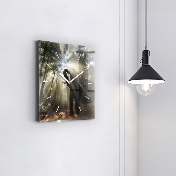 Square wall clock Elephant in the jungle