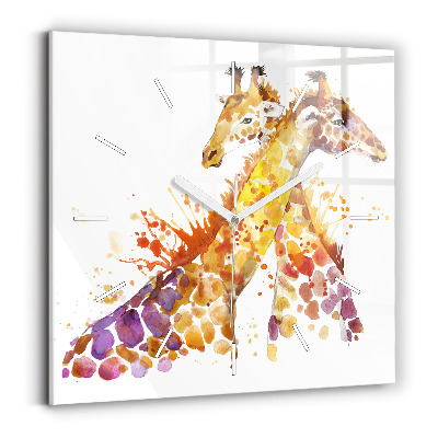 Square wall clock Giraffe - watercolor
